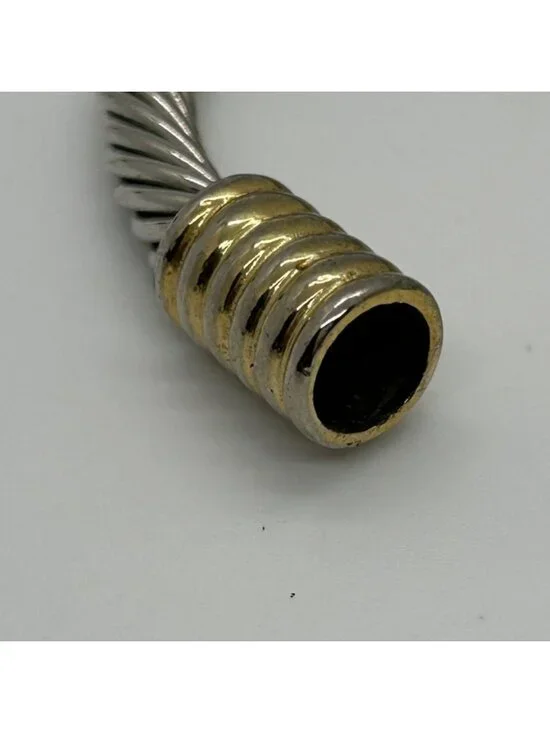 Silver & Gold-Tone Renaissance Magnetic Clasp Bracelet Bangle Cuff Two-Tone Link - Picture 3 of 13